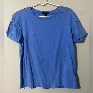 Forever 21 Distressed Blue T-Shirt